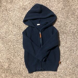 Goumi chunky Navy Blue Hooded Knit Sweater